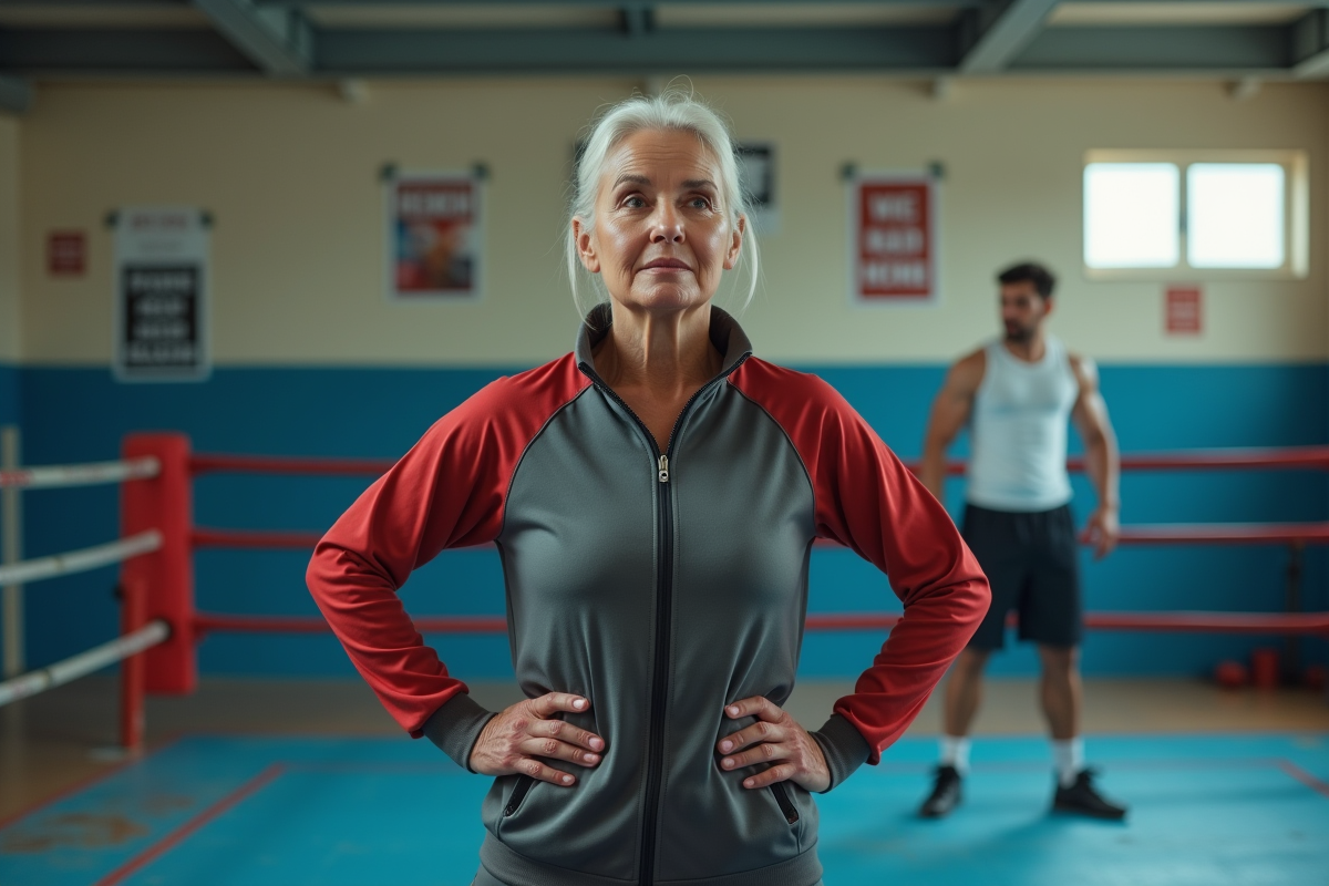 Entraineure de boxe observant des boxeurs en entraînement