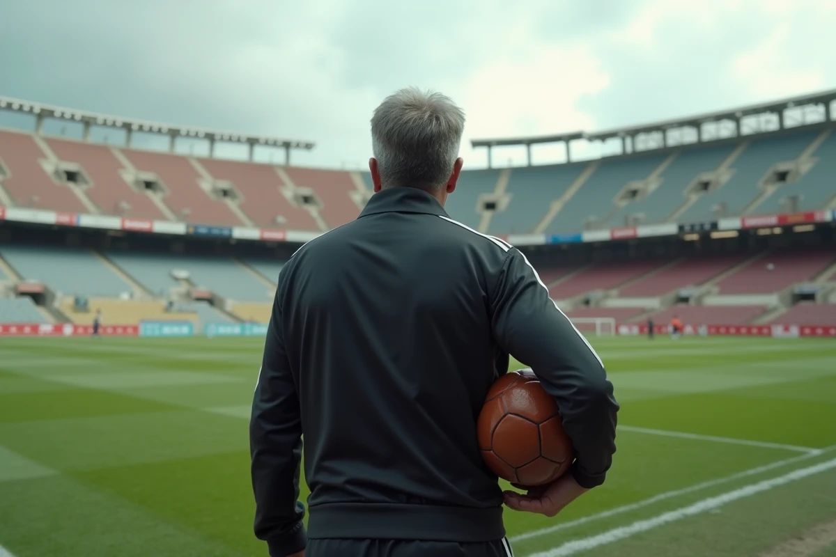Entraineur argentin observant un stade vide et historique