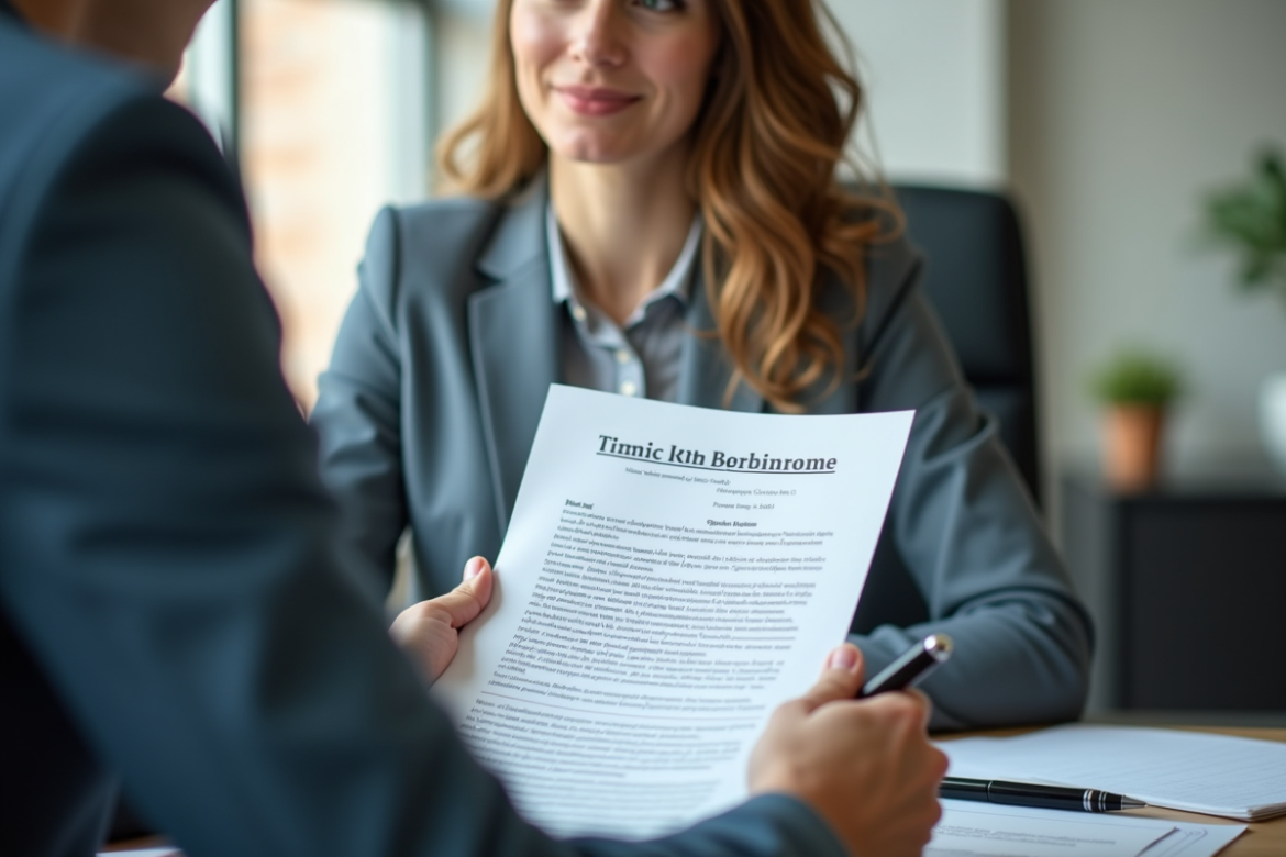 Personne tenant un contrat d abonnement sportif à un bureau lumineux