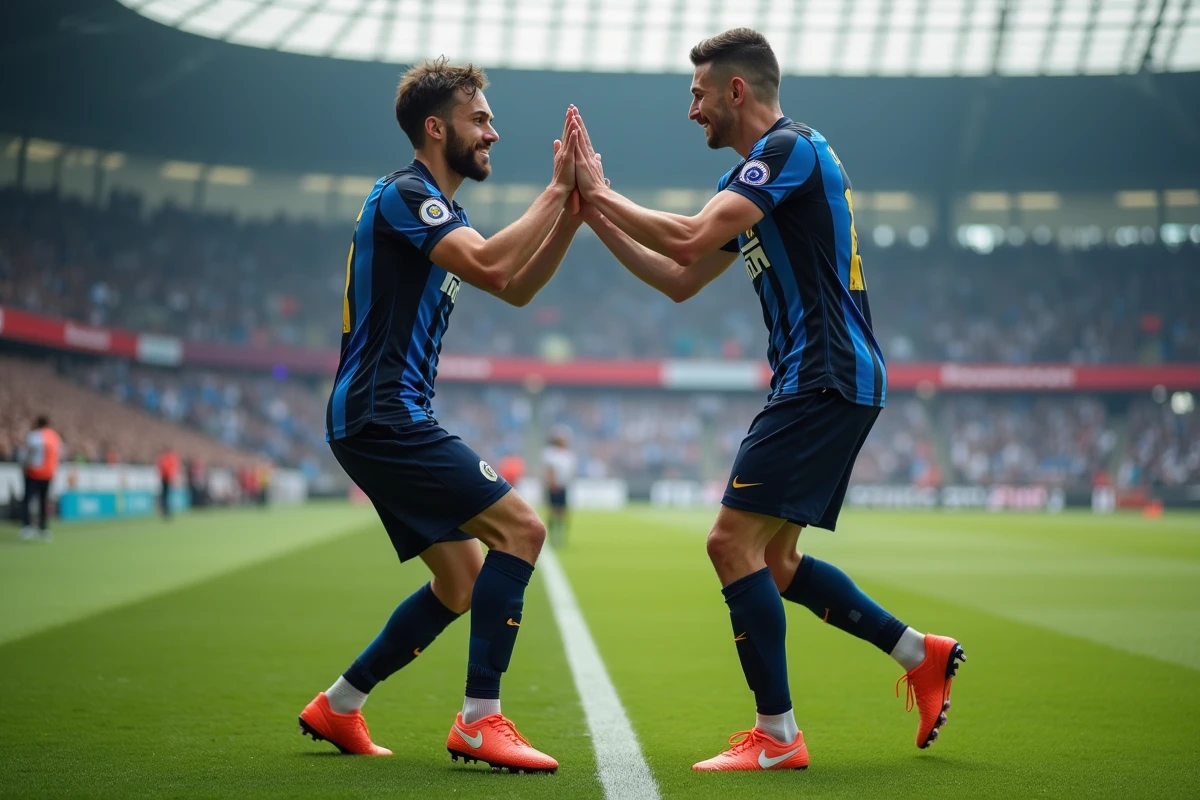 Deux joueurs de football en pleine poignée de main sur le terrain