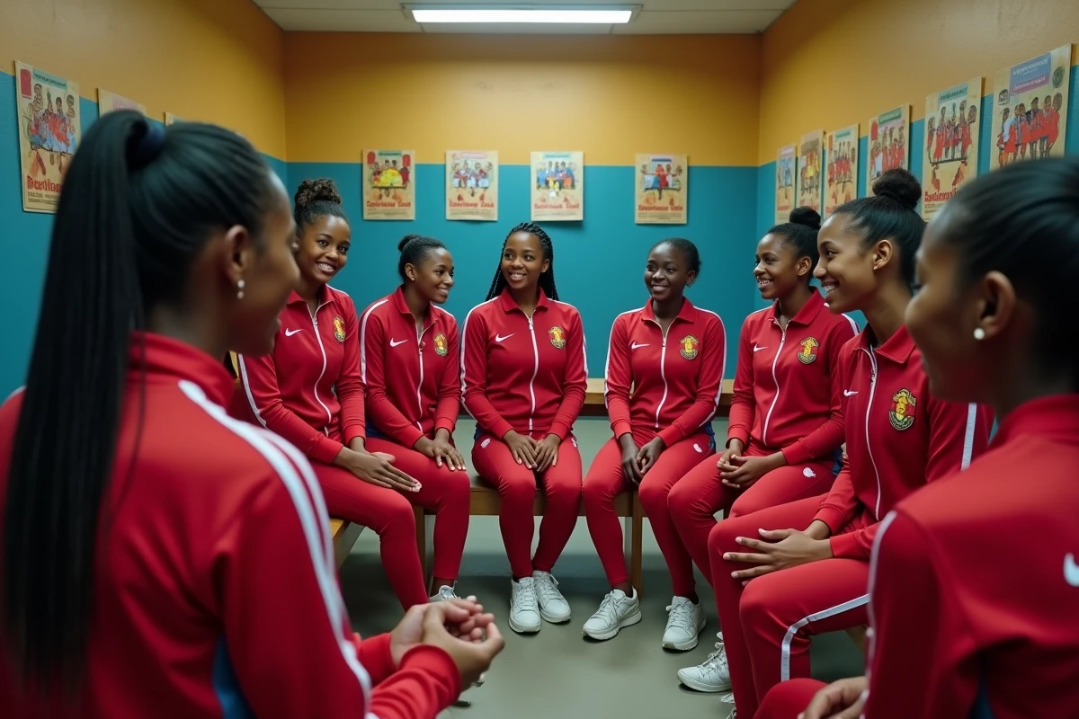 Groupe de jeunes filles congolaises en entraînement