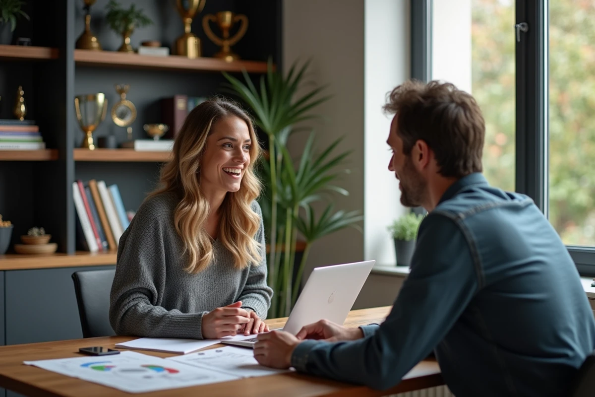 Laurene Godey en discussion stratégique dans un bureau