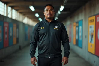Lutteure samoan en portrait dans un tunnel d arena