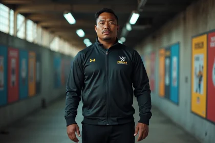 Lutteure samoan en portrait dans un tunnel d arena