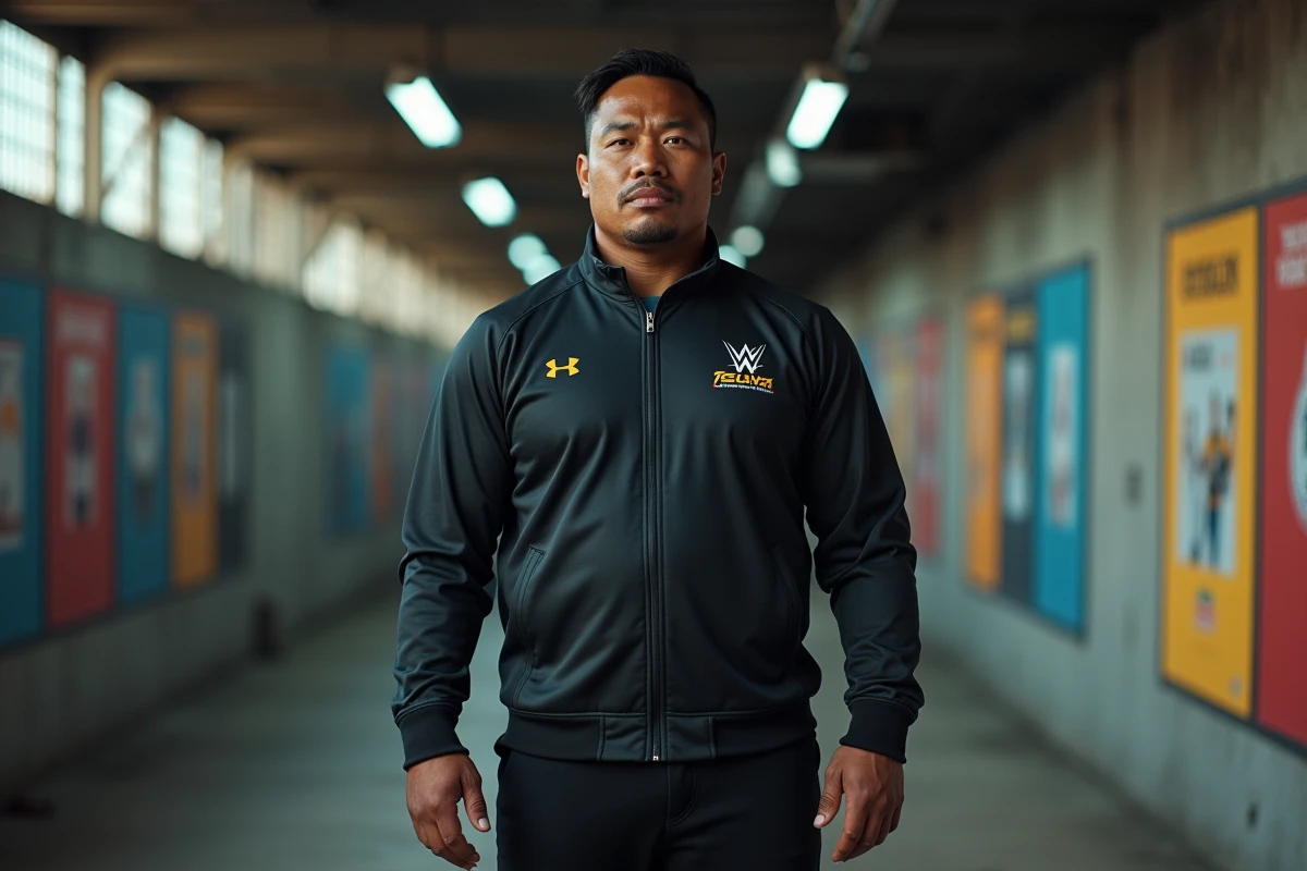 Lutteure samoan en portrait dans un tunnel d arena