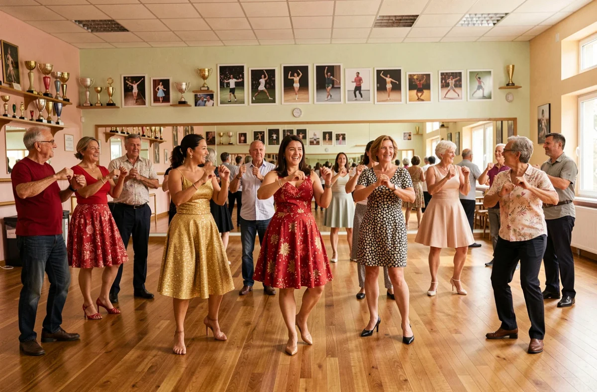 Cours de salsa au Studio 2000 dans les Bouches-du-Rhône avec une enseignante et des adultes de tous âges sur parquet