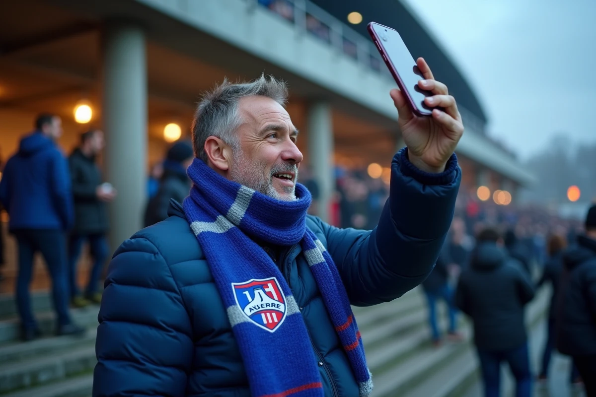 Supporter de l'AJA 1905 filmant la sortie du stade Abbé-Deschamps après un match de Ligue 2